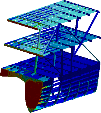 Structural FEM model with stress contours